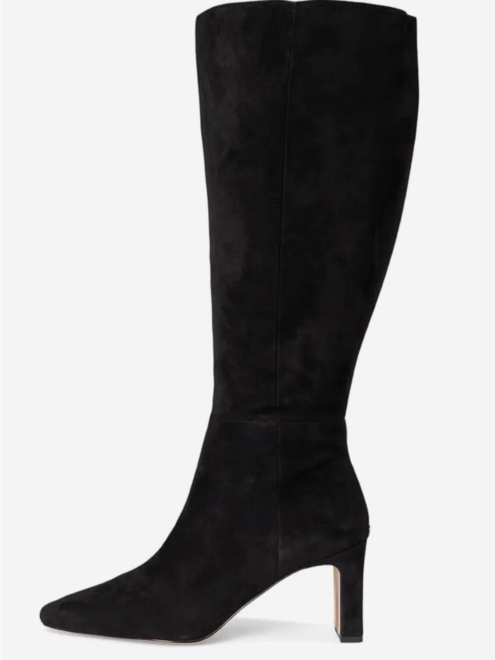 Classic Sam Edelman Sylvia Style Knee High Suede Black Boots side half zip 6